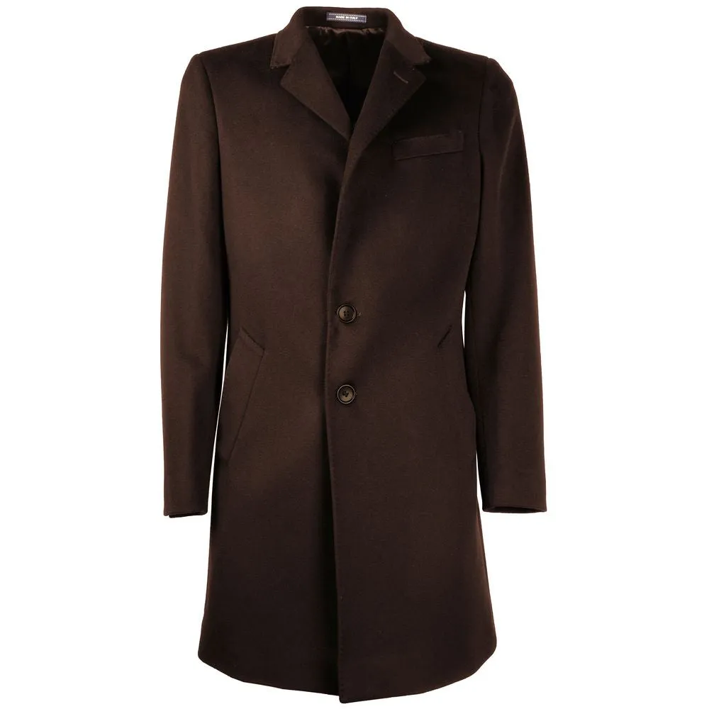 Made in Italy Dark Brown Wool Men's Coat sold by Siebentaschen