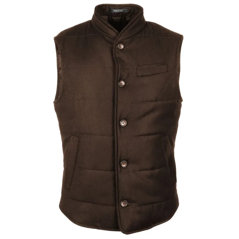 Made in Italy Brown Wool Sleveless Jacket sold by Siebentaschen