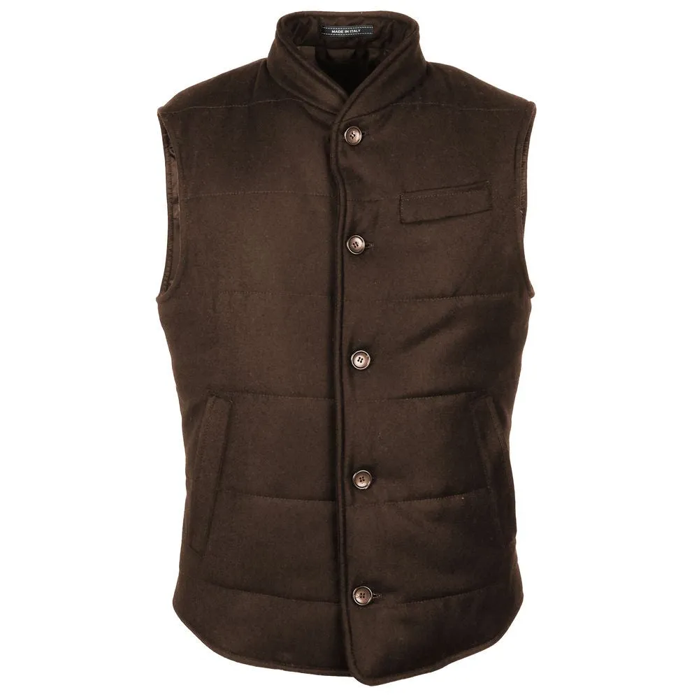 Made in Italy Brown Wool Sleveless Jacket sold by Siebentaschen