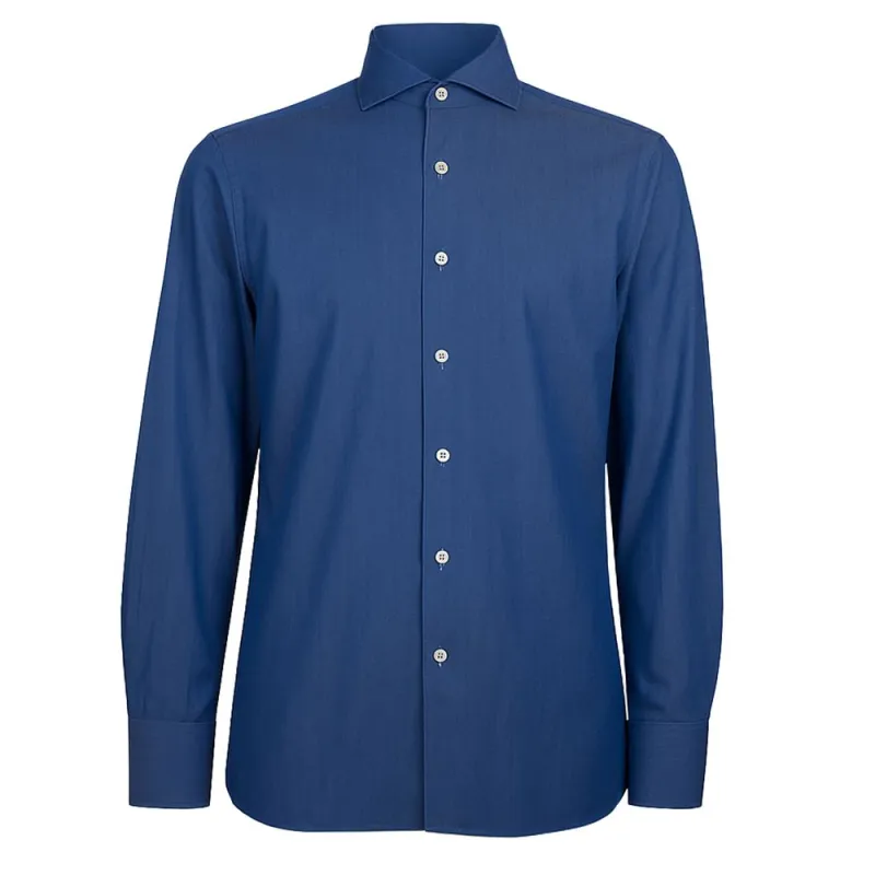 Made in Italy Blue Cotton Men's Shirt sold by Siebentaschen