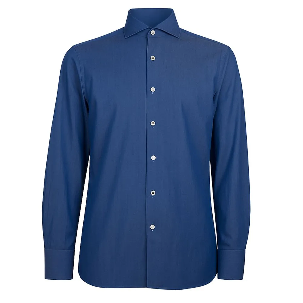 Made in Italy Blue Cotton Men's Shirt sold by Siebentaschen