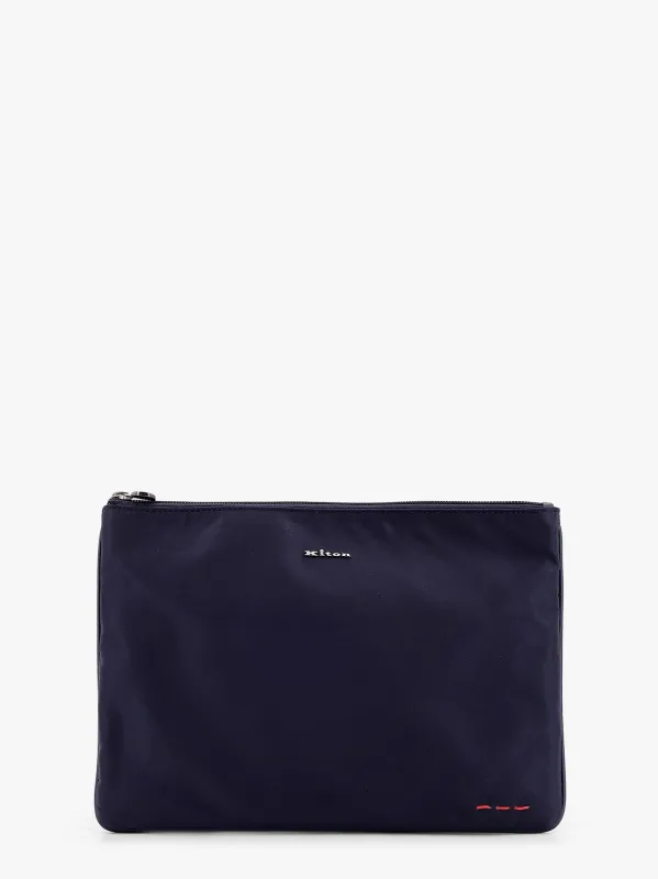 KITON CIRO PAONE Nylon clutch with metal lettering logo sold by Siebentaschen