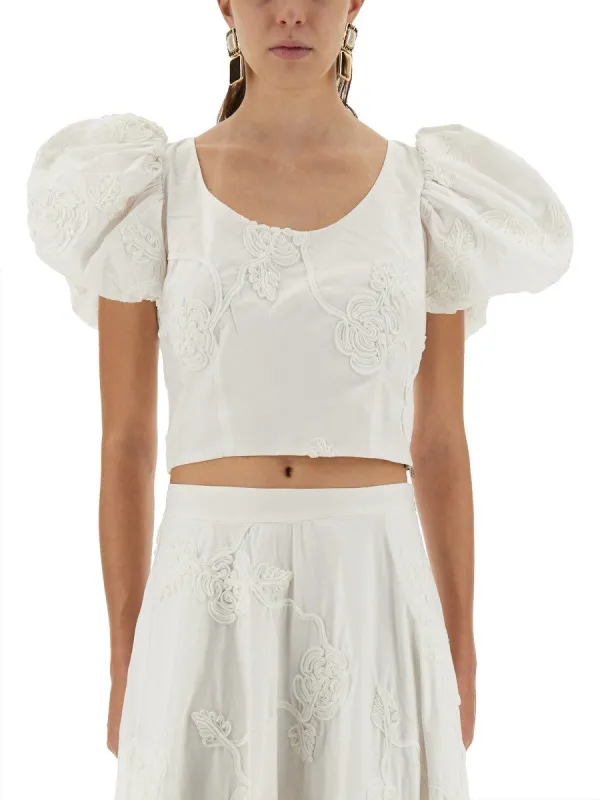 ROTATE BIRGER CHRISTENSEN COTTON TOP WITH PUFF SLEEVES sold by Siebentaschen