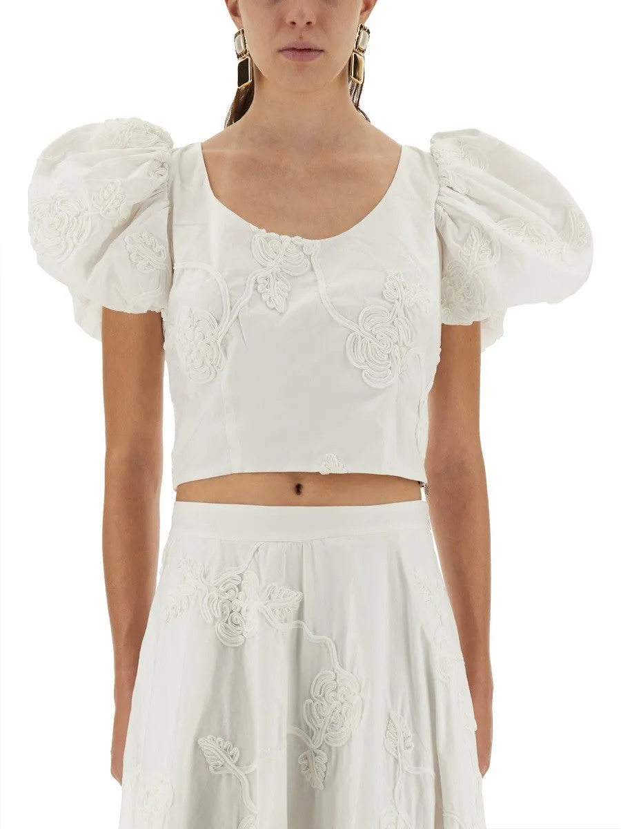 ROTATE BIRGER CHRISTENSEN COTTON TOP WITH PUFF SLEEVES sold by Siebentaschen