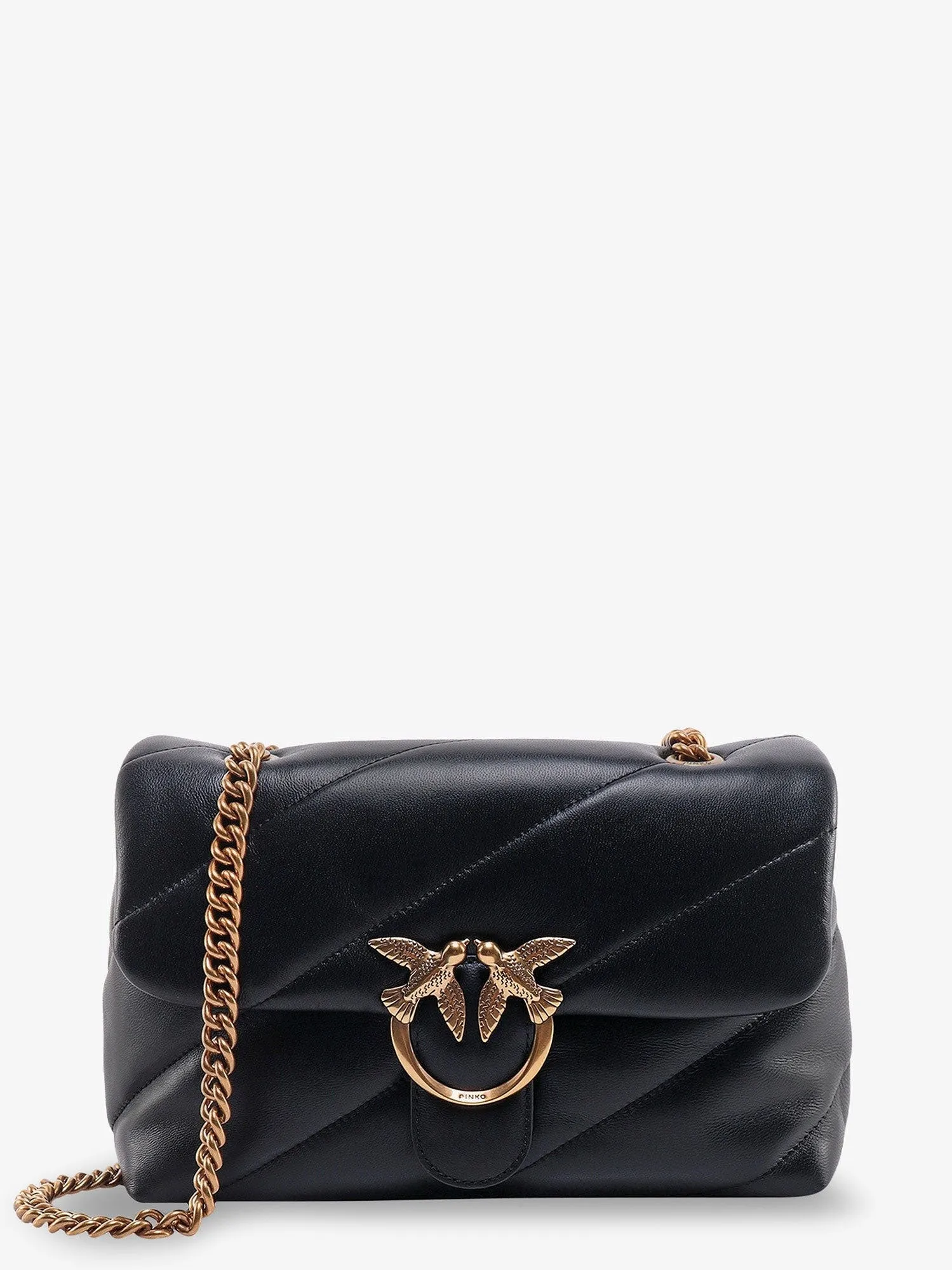 Pinko Love Puff Classic matelassé leather shoulder bag sold by Siebentaschen