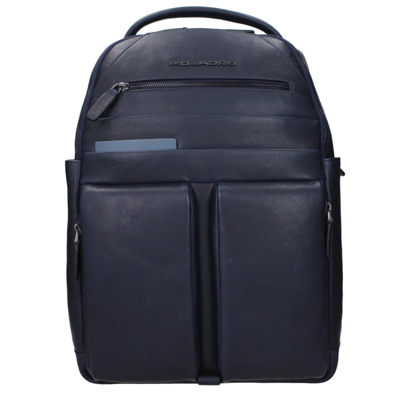 Piquadro Blue Leather Backpack sold by Siebentaschen