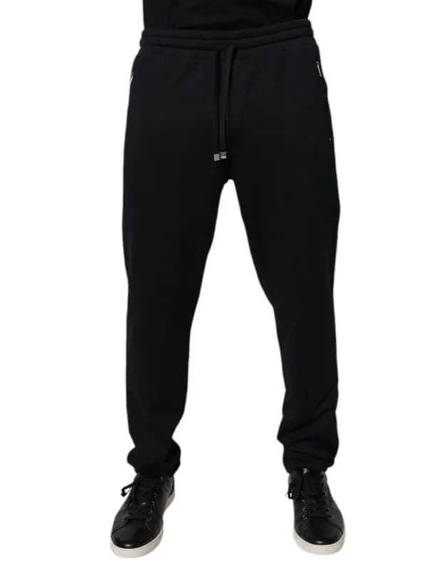 Dolce & Gabbana Black Cotton Men Jogger Sweatpants Pants sold by Siebentaschen