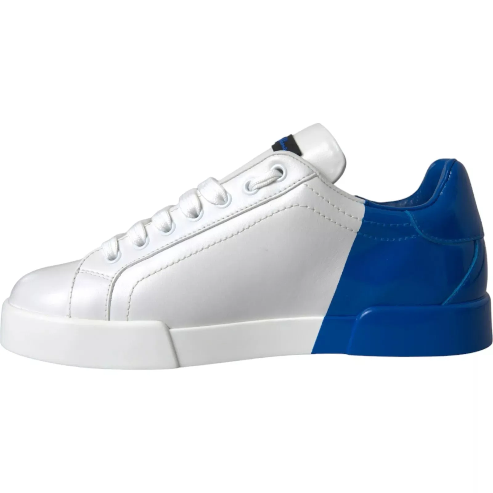 Dolce & Gabbana White Blue Logo Low Top Leather Sneakers Shoes sold by Siebentaschen