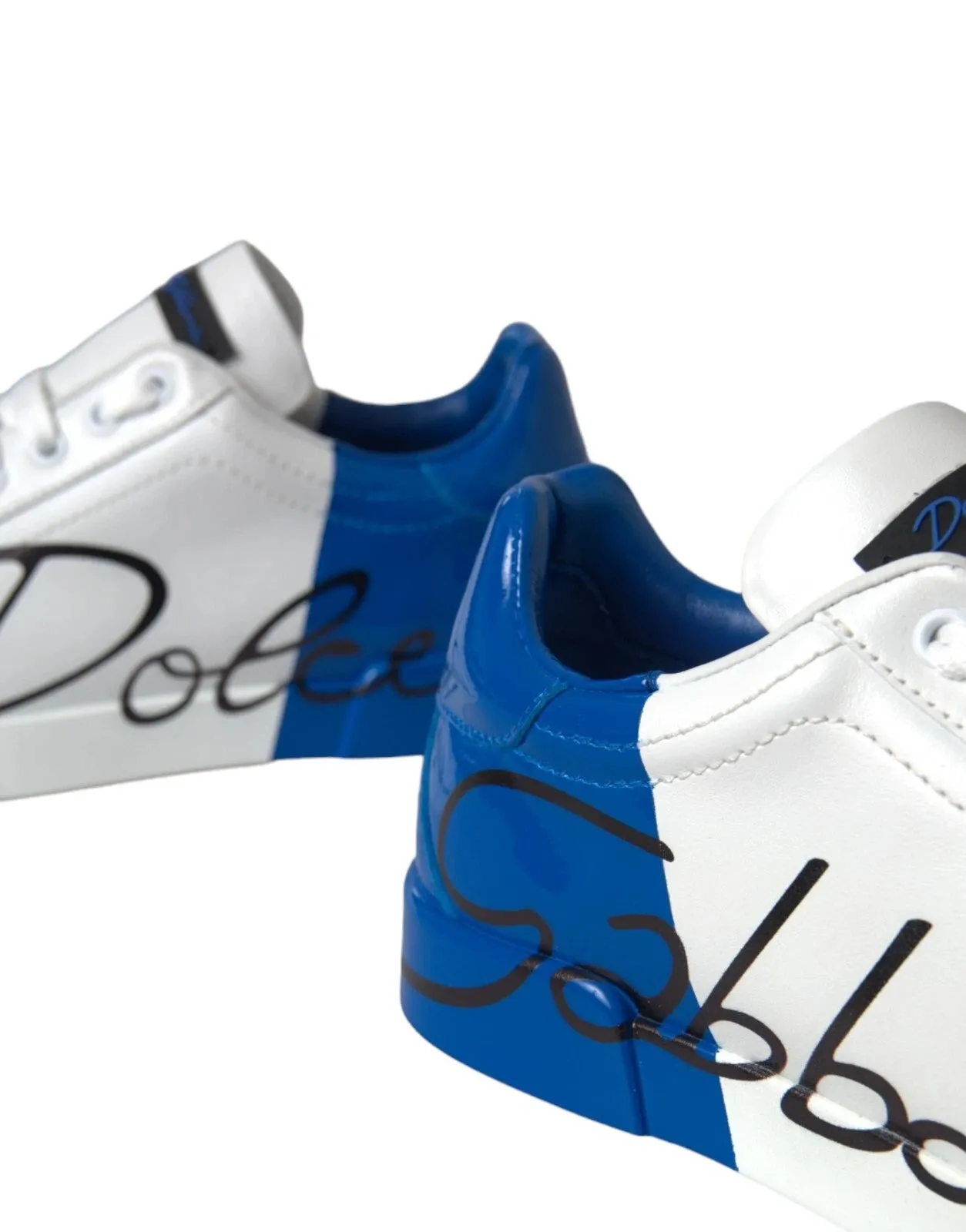 Dolce & Gabbana White Blue Logo Low Top Leather Sneakers Shoes sold by Siebentaschen product image thumbnail 5