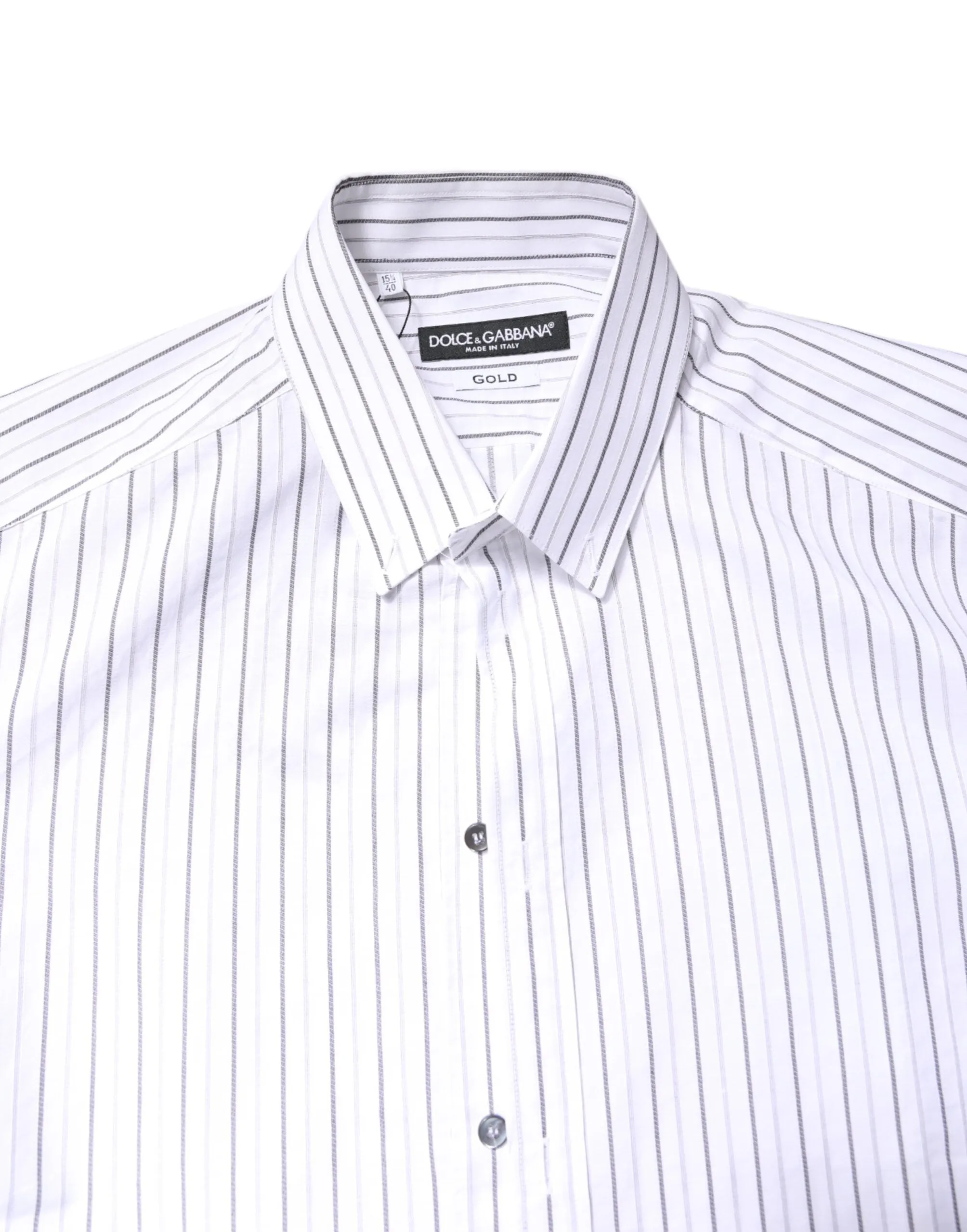 Dolce & Gabbana White Stripes Cotton GOLD Formal Dress Shirt sold by Siebentaschen product image thumbnail 5