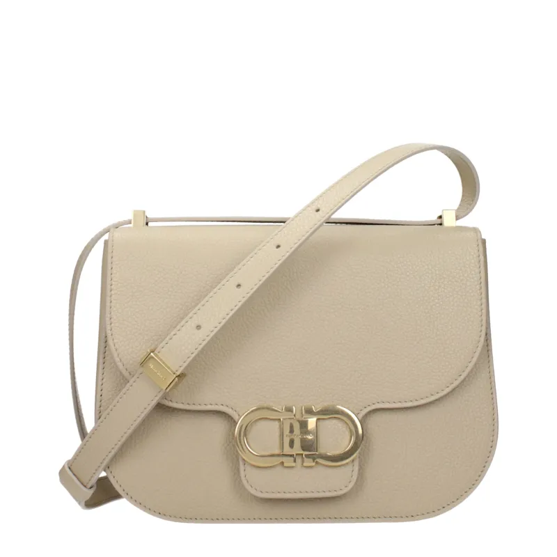 Salvatore Ferragamo Gray Leather Crossbody Bag sold by Siebentaschen
