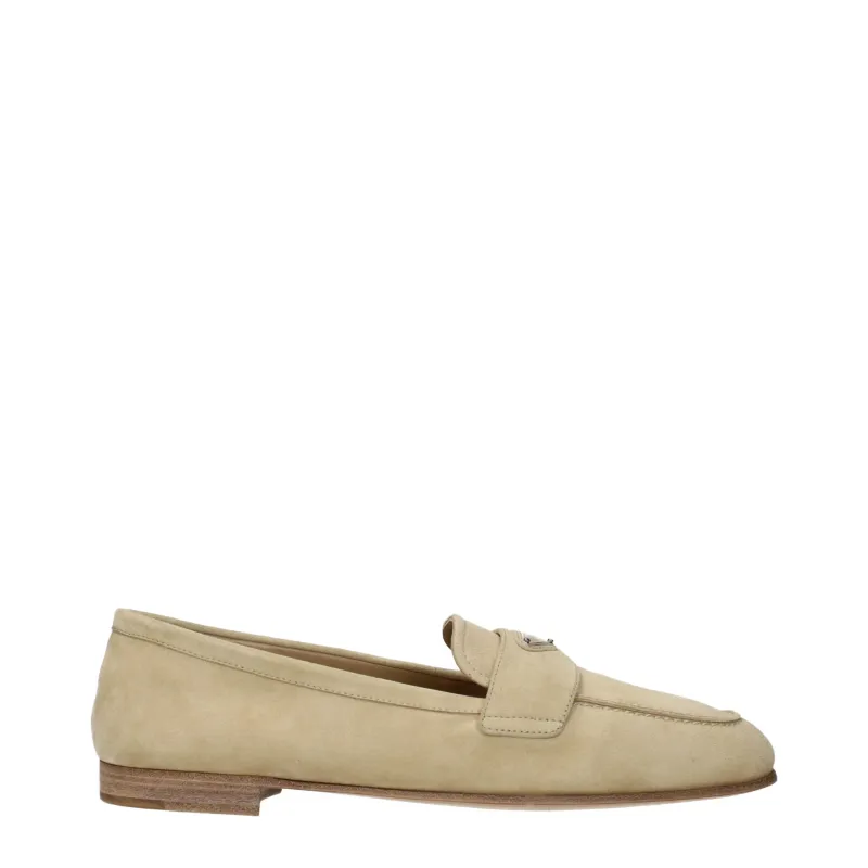 Prada Beige Leather Slip-On Loafers sold by Siebentaschen