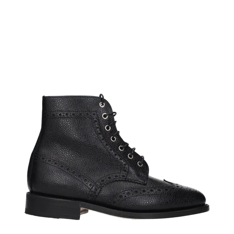 Thom Browne Black Leather Ankle Boots sold by Siebentaschen