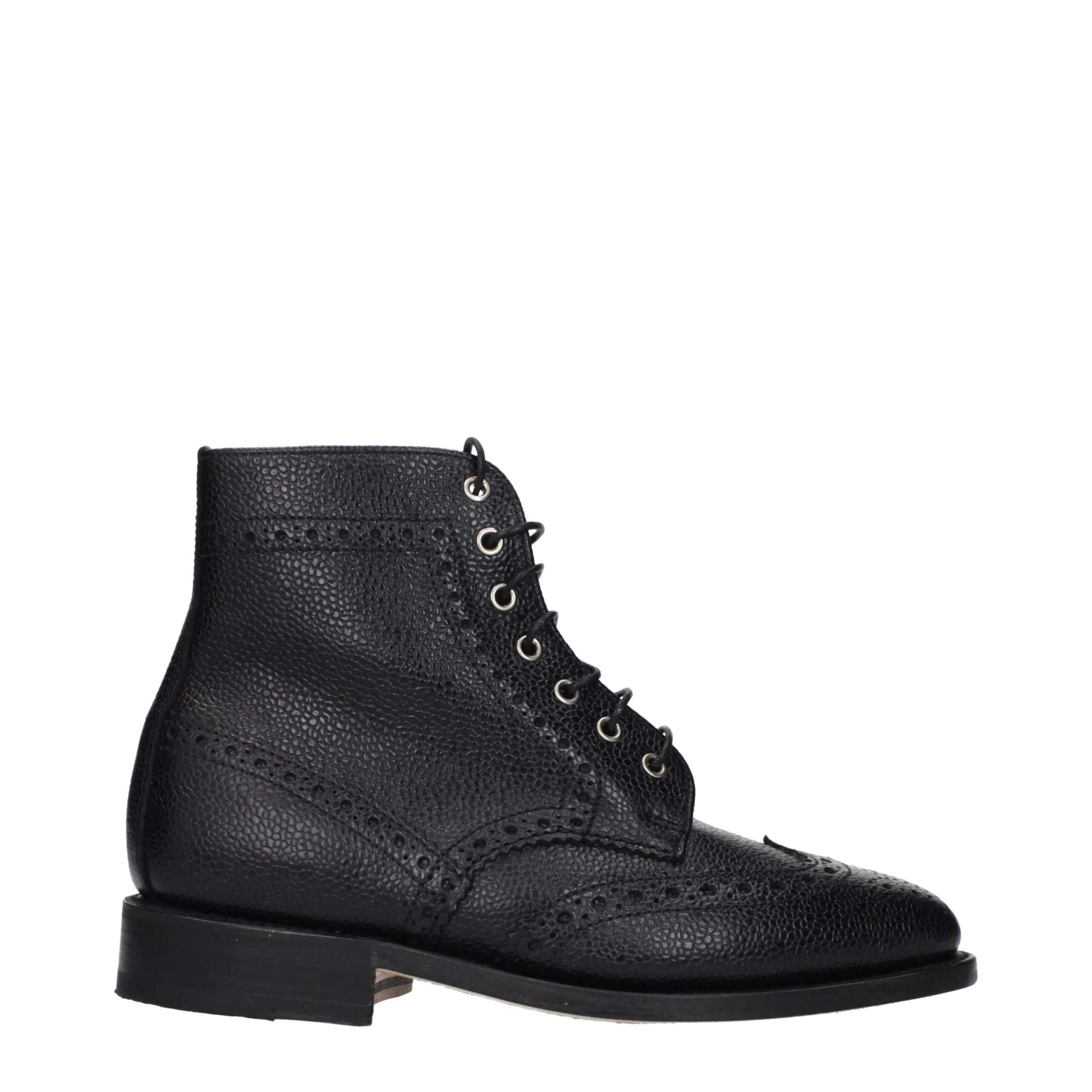 Thom Browne Black Leather Ankle Boots sold by Siebentaschen
