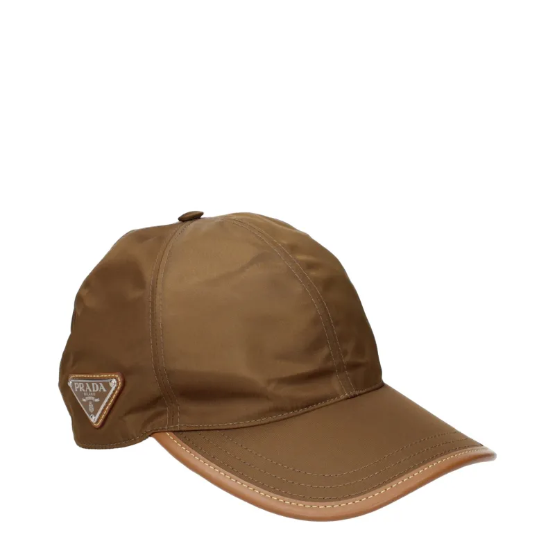 Prada Brown Polyamide Cap (Baseball Hat) made by Prada
