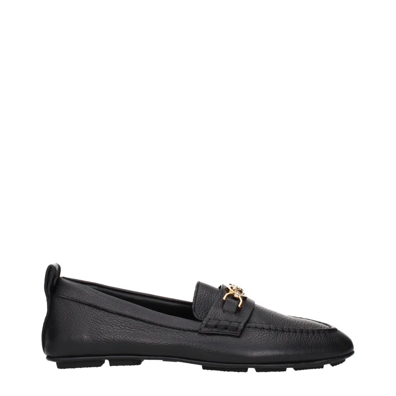 Versace Black Leather Slip-On Loafers sold by Siebentaschen