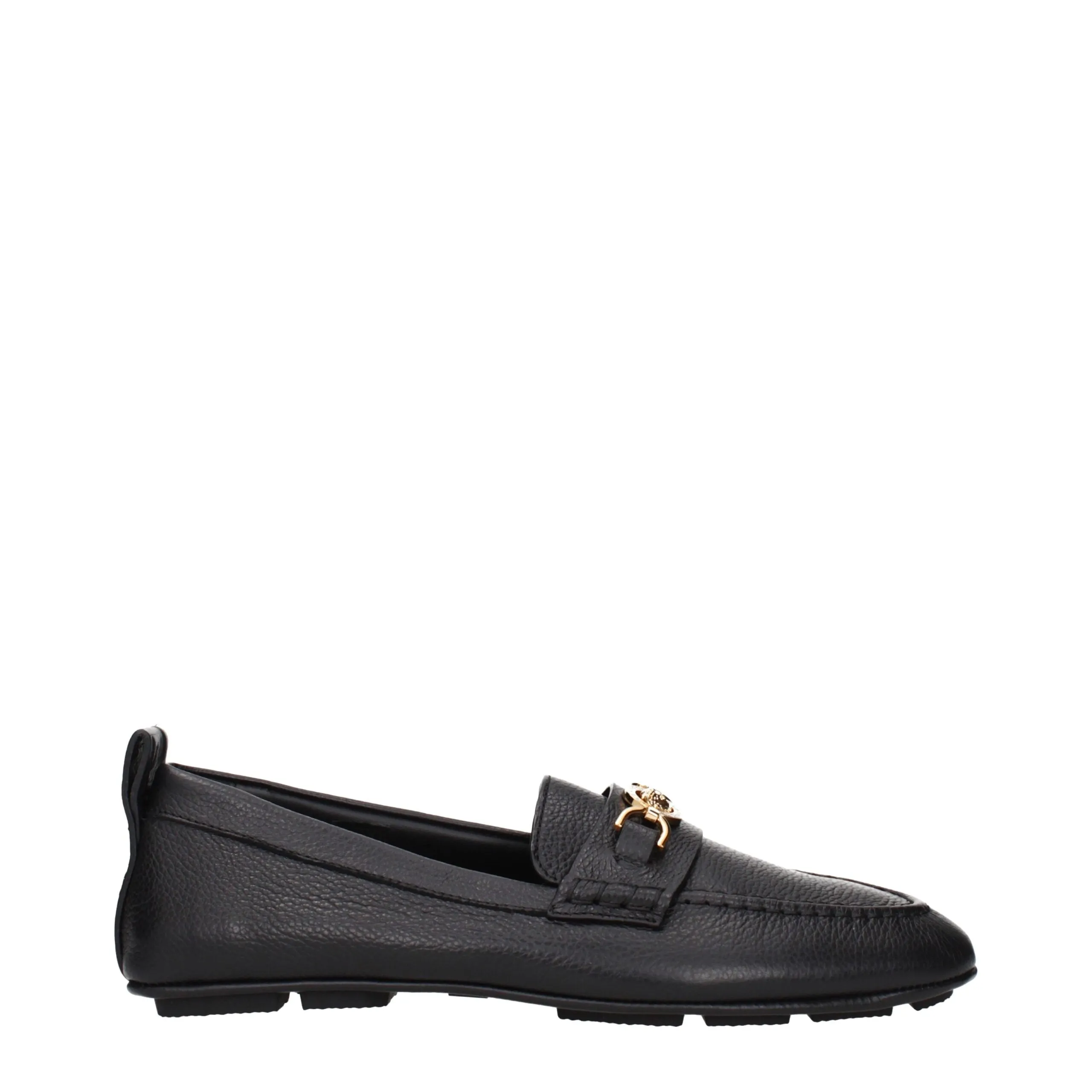 Versace Black Leather Slip-On Loafers sold by Siebentaschen