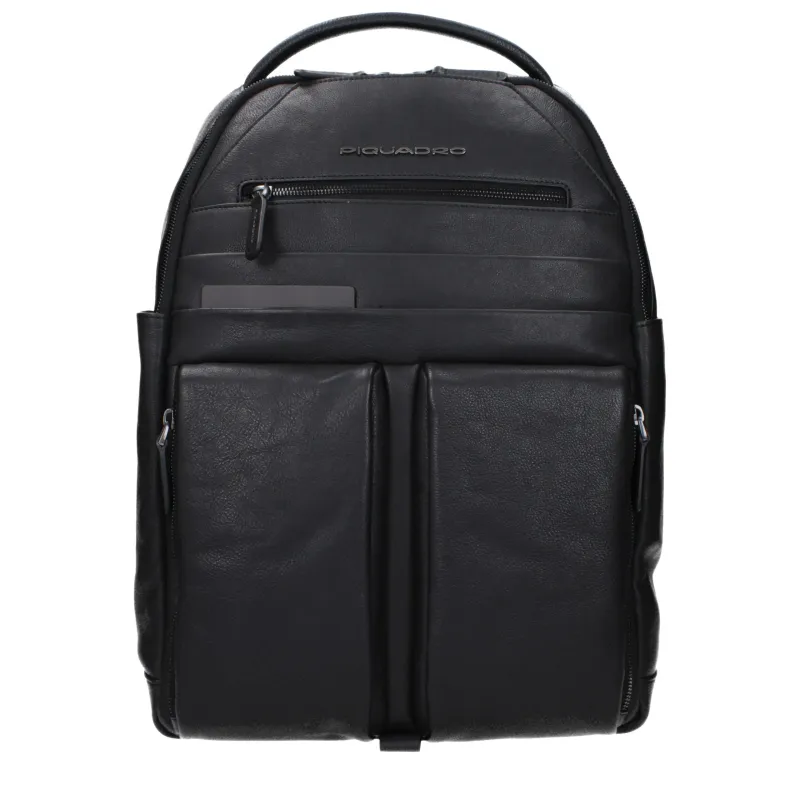 Piquadro Black Leather Backpack sold by Siebentaschen