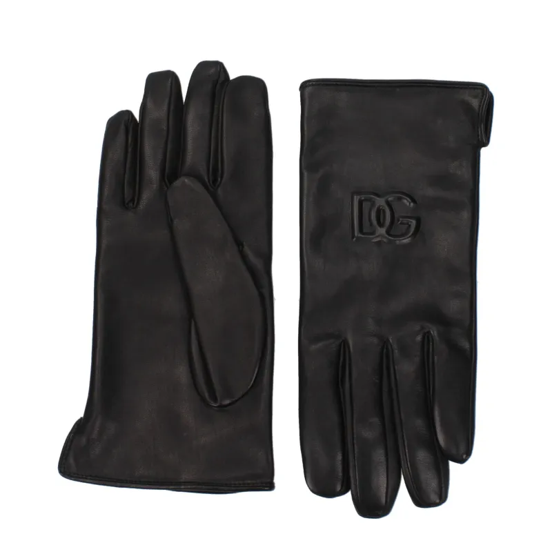 Dolce & Gabbana Black Leather Gloves sold by Siebentaschen