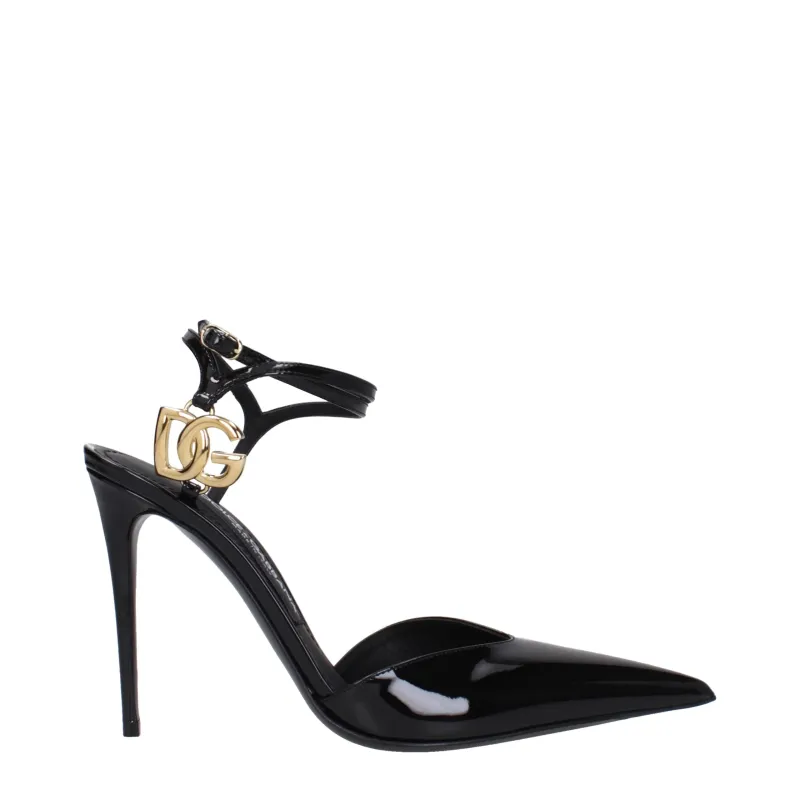 Dolce & Gabbana Black Leather Stiletto Heel Sandals sold by Siebentaschen