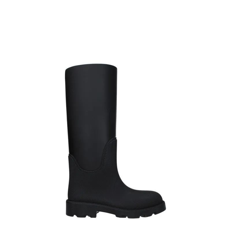 Burberry Black Cotton Rain Boots sold by Siebentaschen
