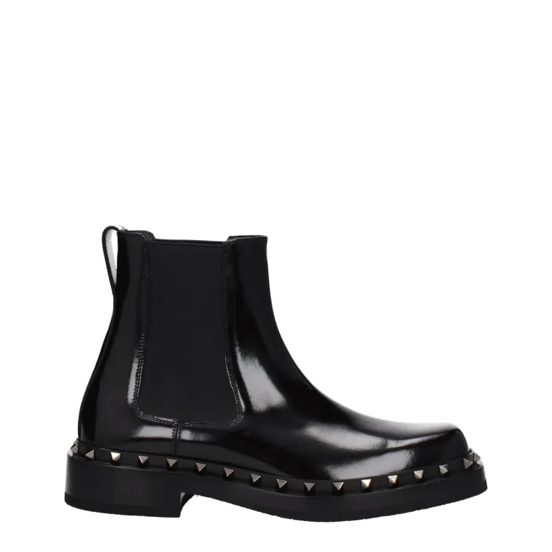 Valentino Garavani Black Leather Ankle Boots sold by Siebentaschen