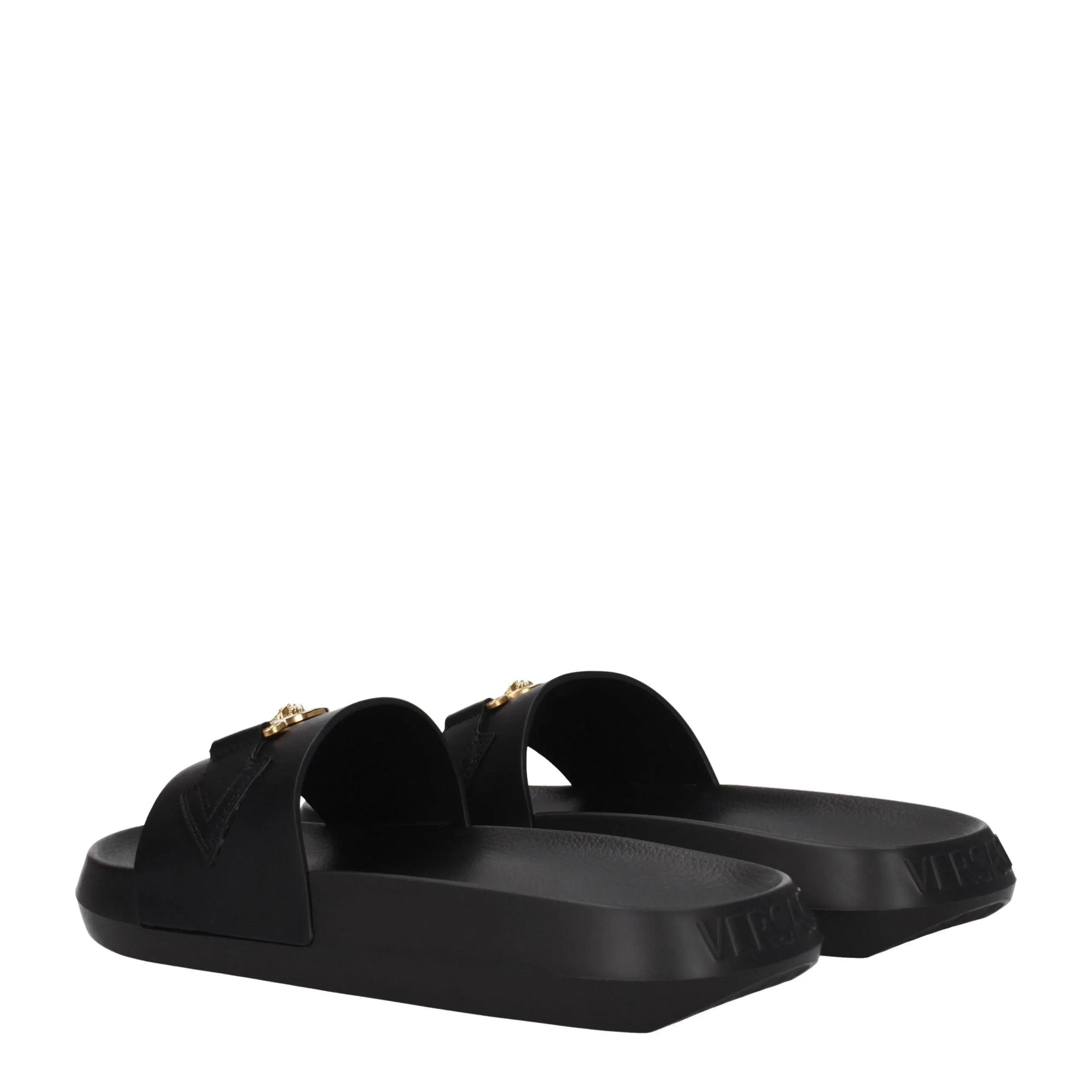 Versace Black Leather Slippers sold by Siebentaschen product image thumbnail 4