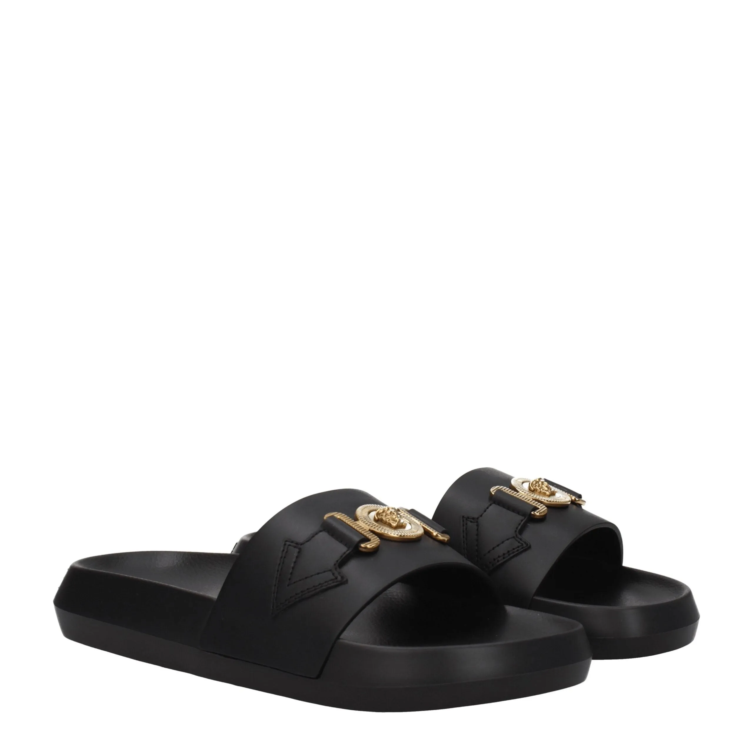 Versace Black Leather Slippers sold by Siebentaschen product image thumbnail 2