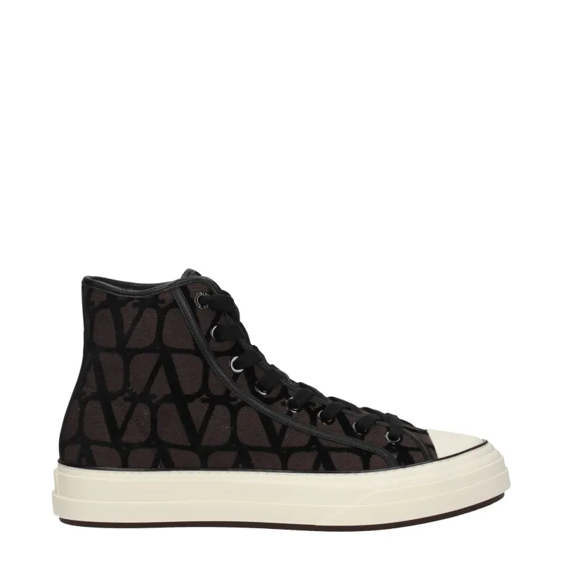 Valentino Garavani Brown Fabric High Top Sneakers sold by Siebentaschen