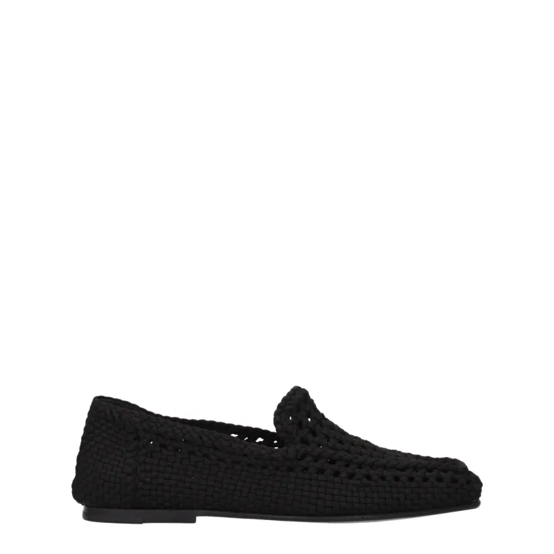 Dolce & Gabbana Black Fabric Slip-On Loafers sold by Siebentaschen