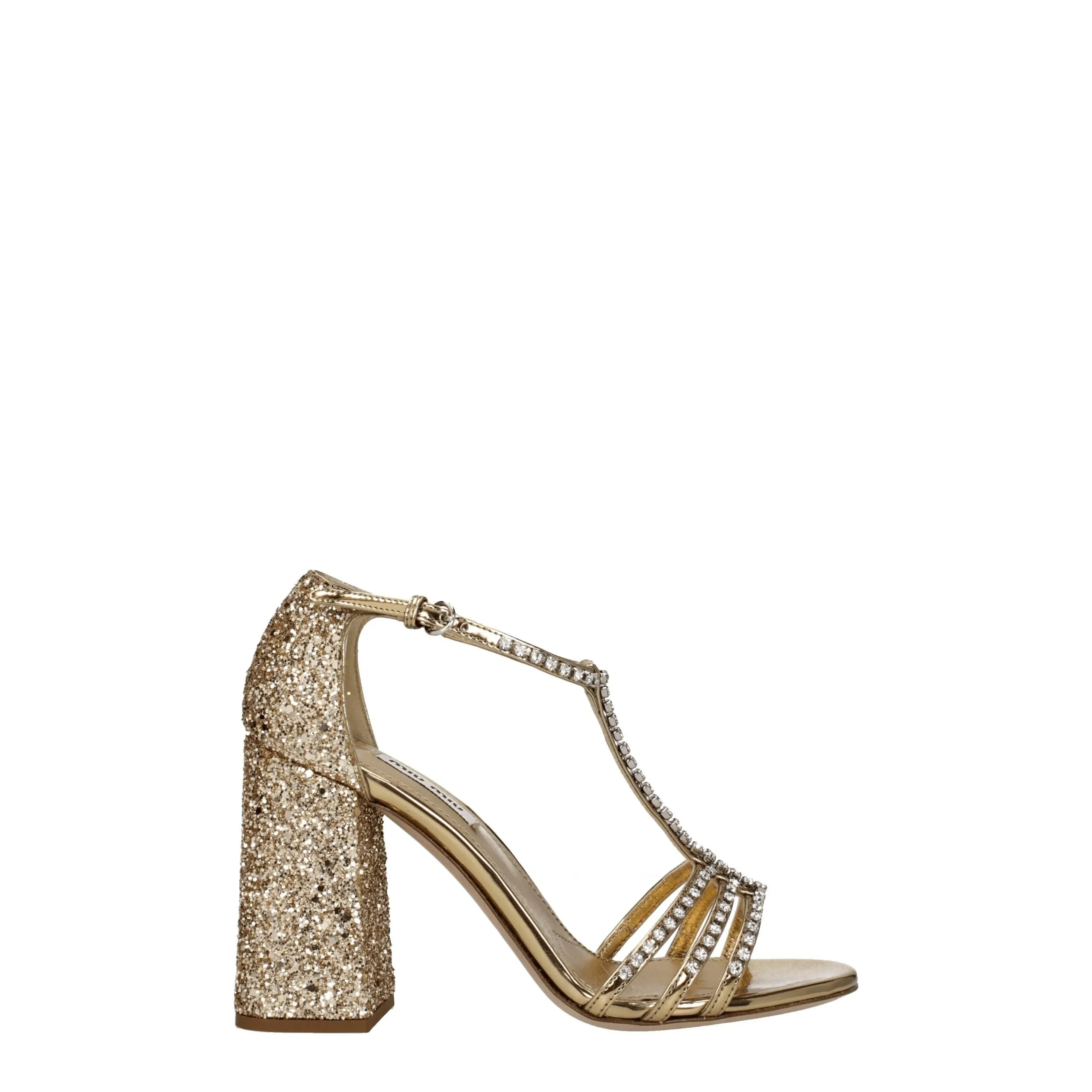 Miu Miu Gold Plastic Platform Sandals sold by Siebentaschen
