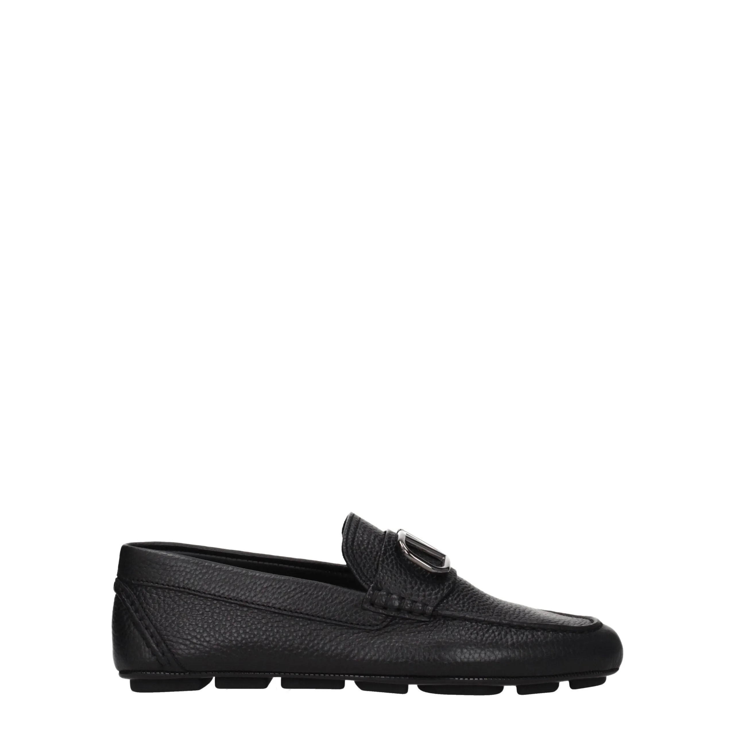 Valentino Garavani Black Leather Slip-On Loafers sold by Siebentaschen