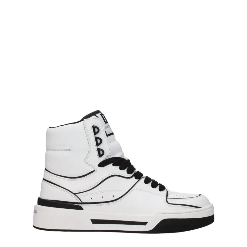 Dolce & Gabbana White Leather High Top Sneakers sold by Siebentaschen