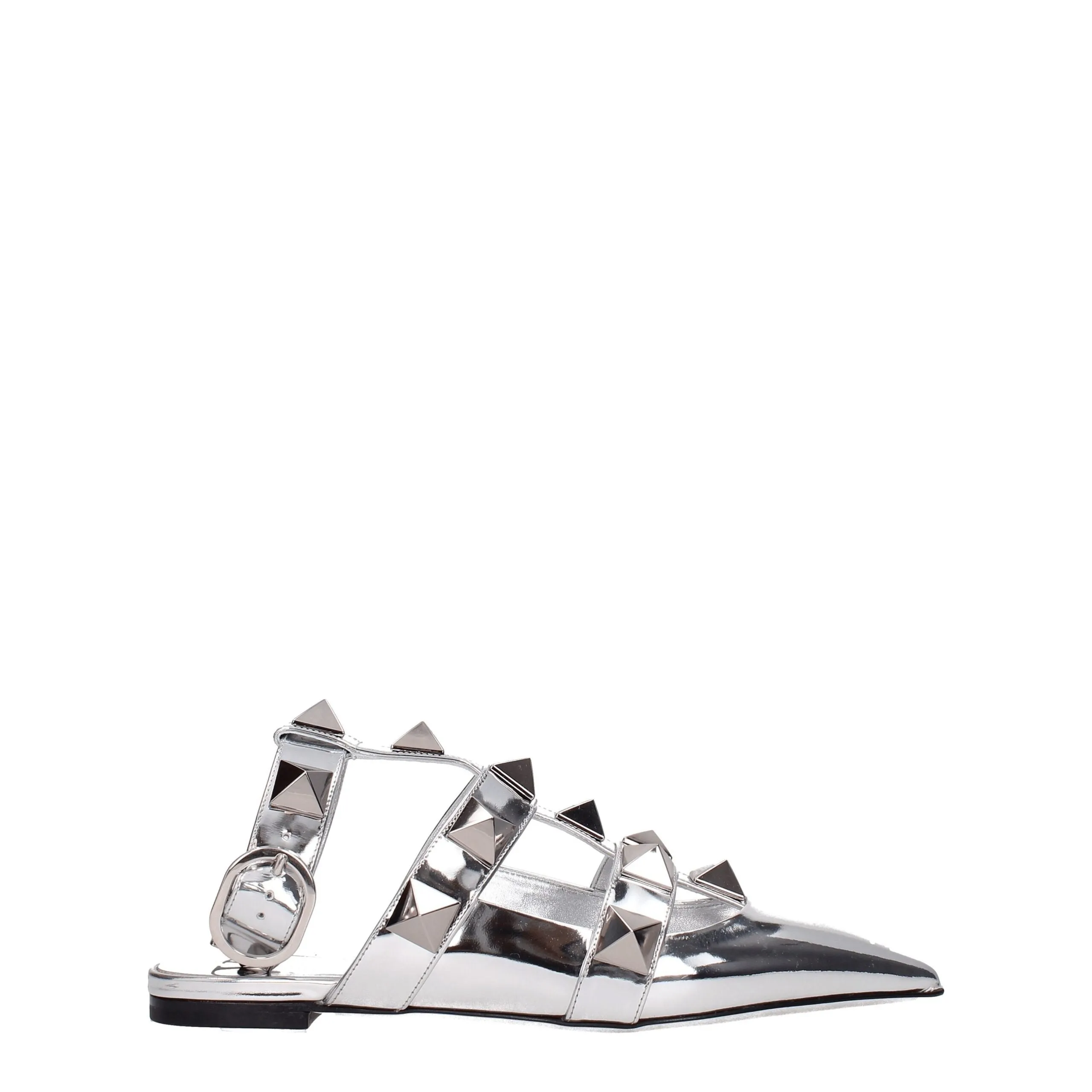 Valentino Garavani Gray Leather Flat Sandals sold by Siebentaschen