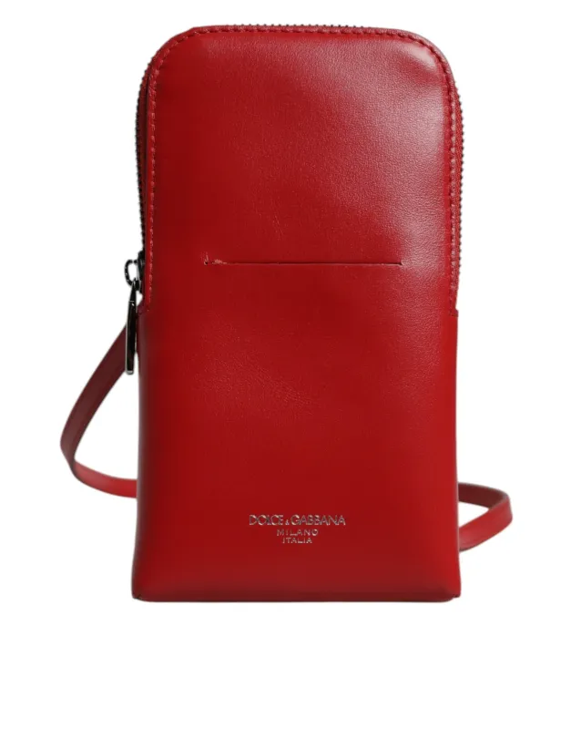Dolce & Gabbana Red Leather Purse Phone Sling Crossbody Neck Strap Bag sold by Siebentaschen