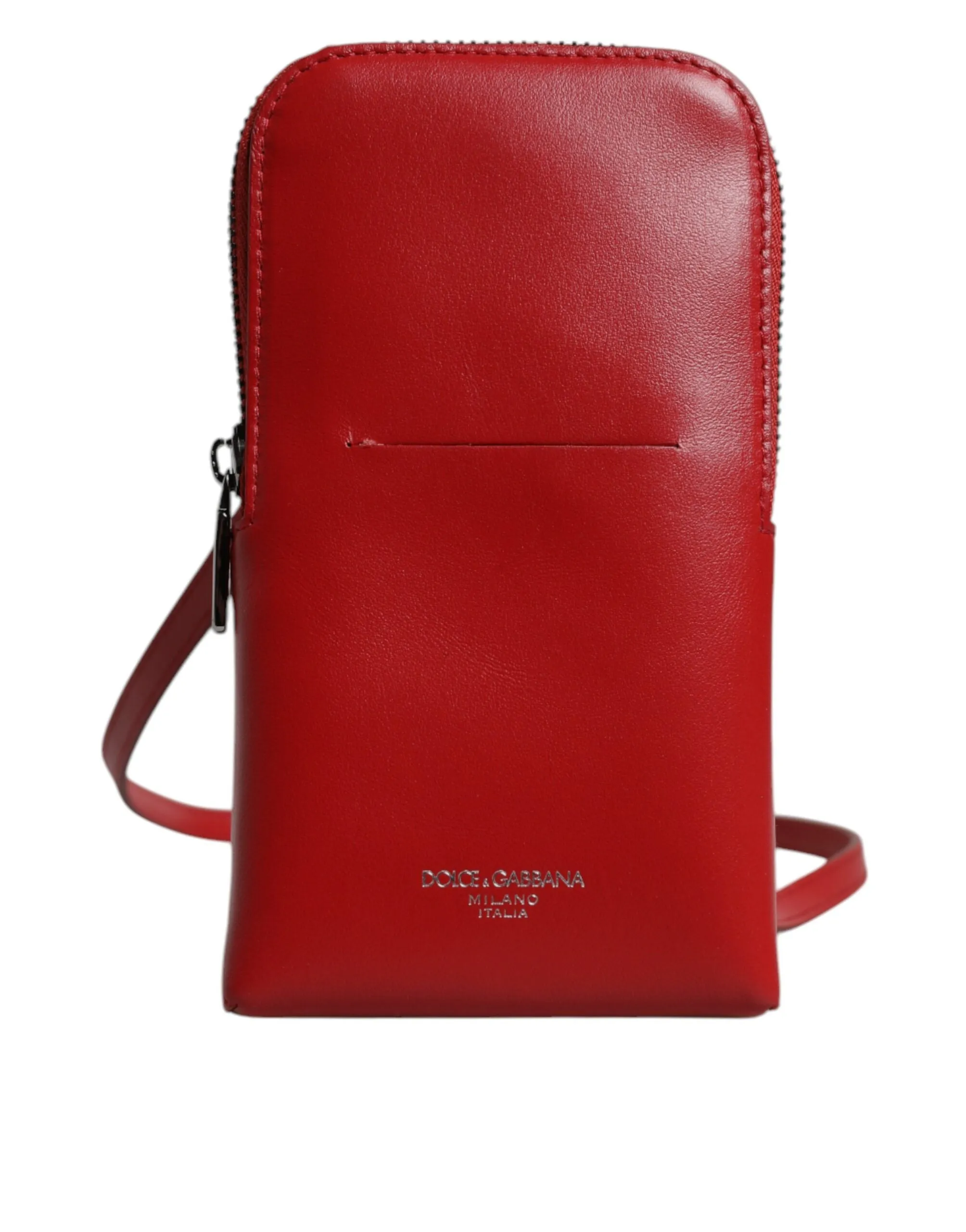 Dolce & Gabbana Red Leather Purse Phone Sling Crossbody Neck Strap Bag sold by Siebentaschen