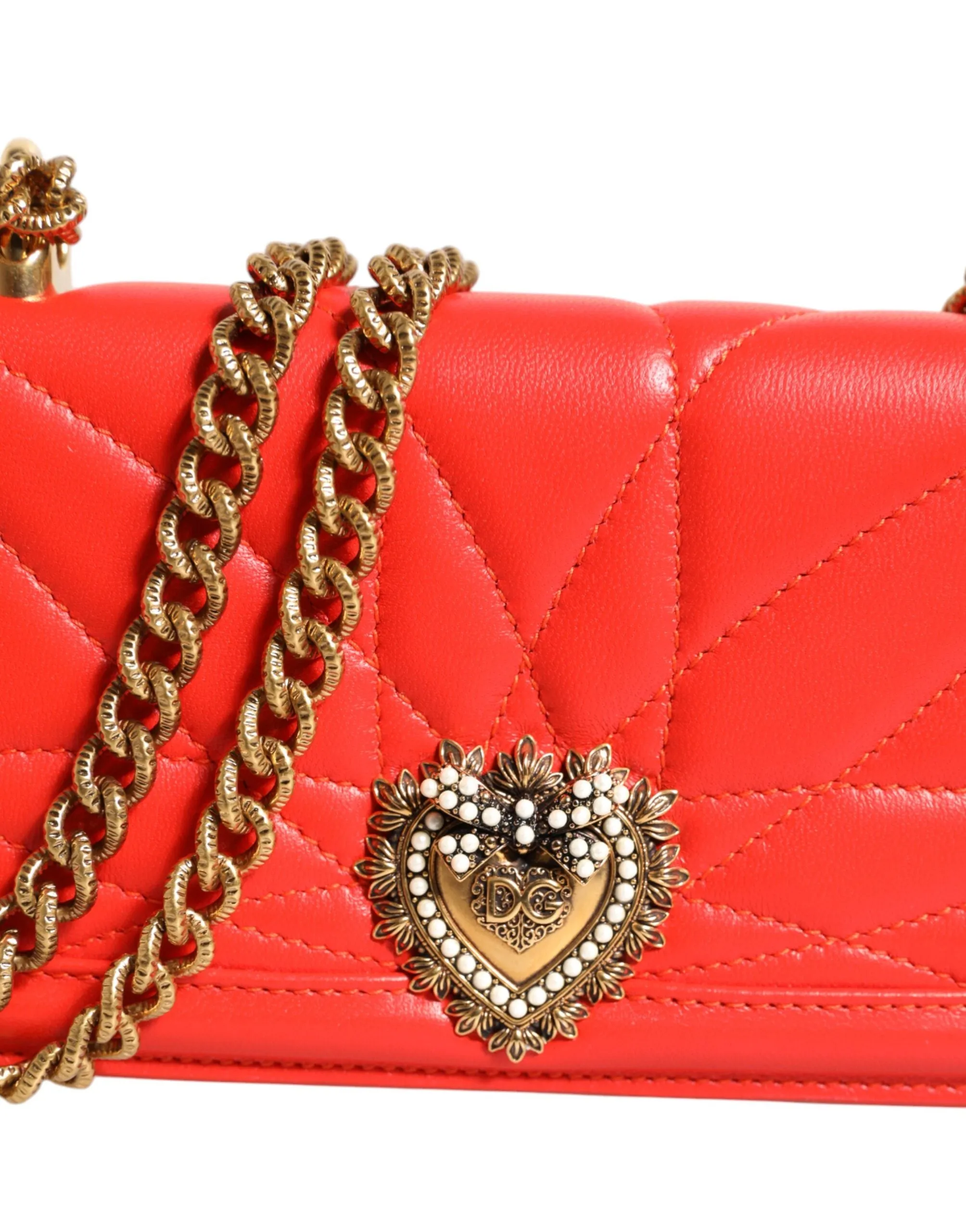 Dolce & Gabbana Red Leather Quilted Devotion Crossbody Phone Cover Bag sold by Siebentaschen product image thumbnail 3