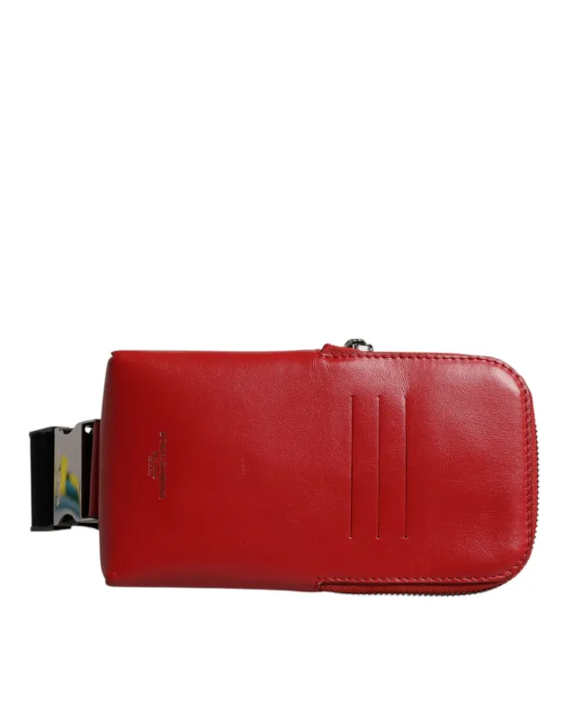 Dolce & Gabbana Red Calfskin Logo Purse Phone Belt Waist Bag sold by Siebentaschen