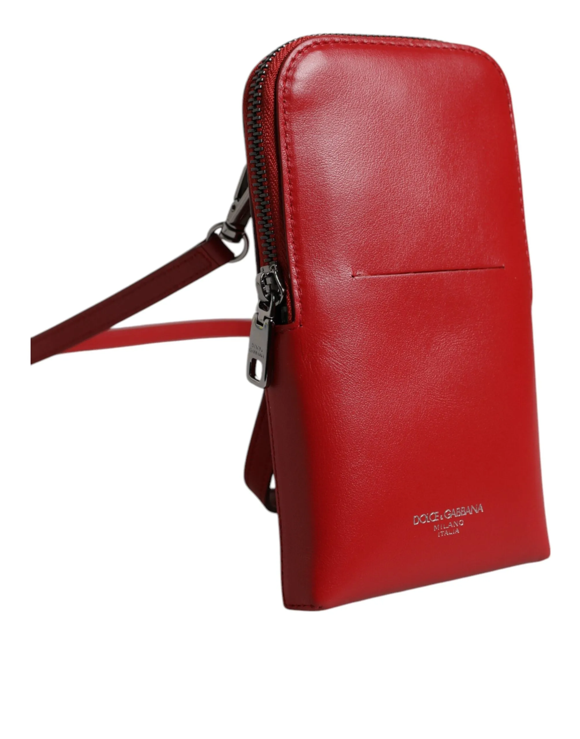 Dolce & Gabbana Red Leather Purse Phone Sling Crossbody Neck Strap Bag sold by Siebentaschen product image thumbnail 3