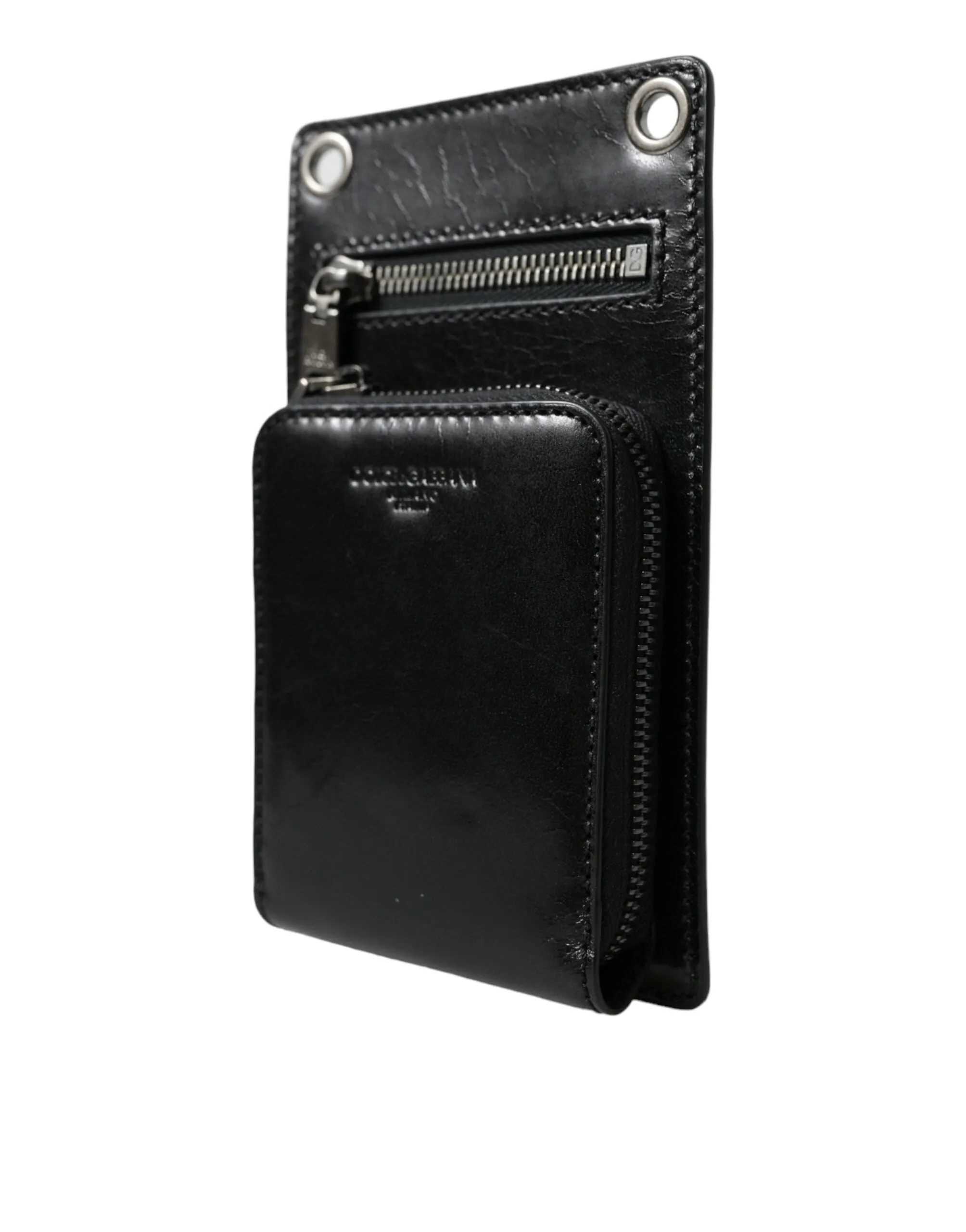 Dolce & Gabbana Wallet Black Horse Leather Zip Logo Cross Body Phone Slot sold by Siebentaschen