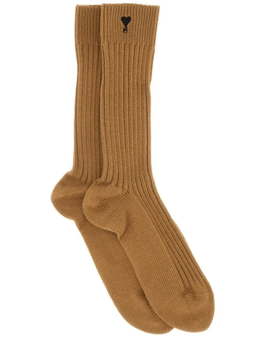 AMI PARIS HIGH SOCKS WITH LOGO sold by Siebentaschen
