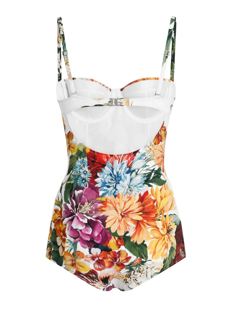 Dolce & Gabbana FLOWER PRINT PADDED BALCONETTE ONE PIECE SWIMSUIT sold by Siebentaschen product image thumbnail 2