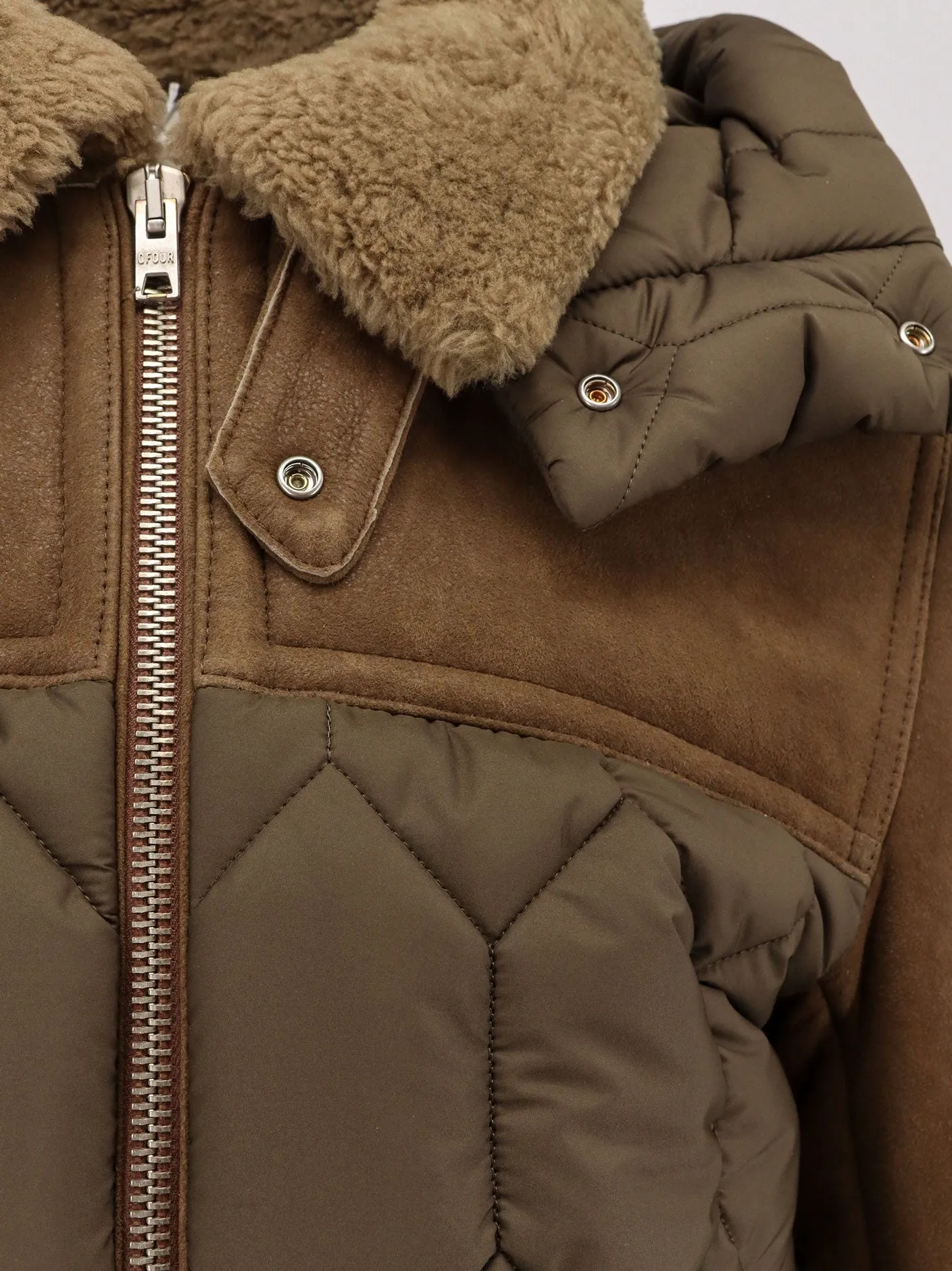 DFOUR Padded nylon down jacket with leather inserts sold by Siebentaschen product image thumbnail 3