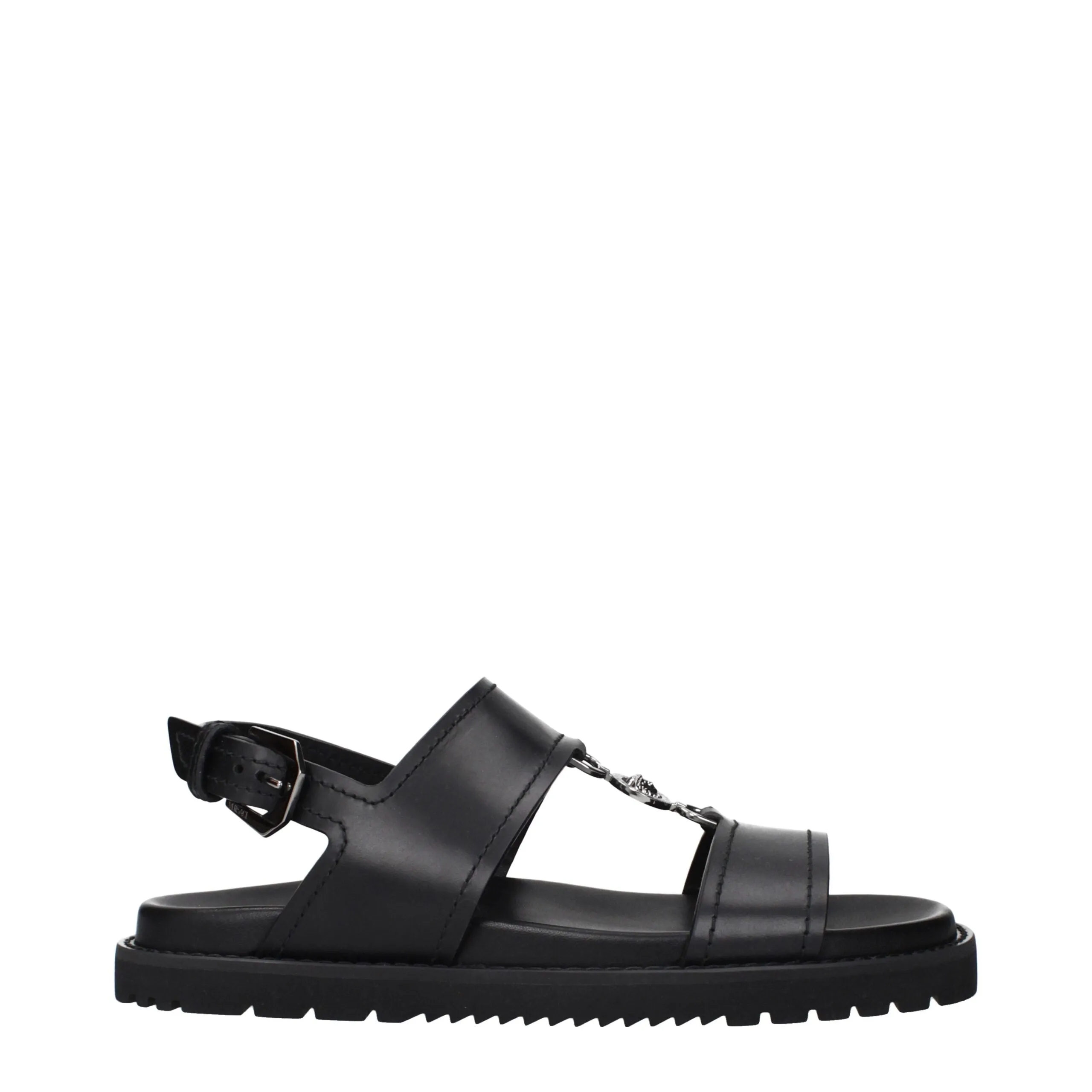 Versace Black Leather Sandals sold by Siebentaschen
