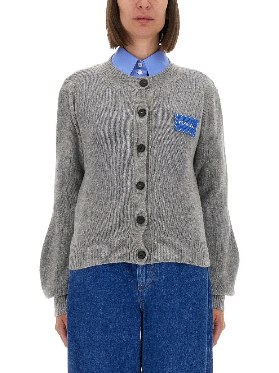 Marni CASHMERE CARDIGAN WITH LOGO sold by Siebentaschen