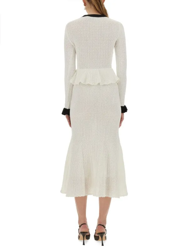 SELF-PORTRAIT PERFORATED KNIT MIDI DRESS sold by Siebentaschen