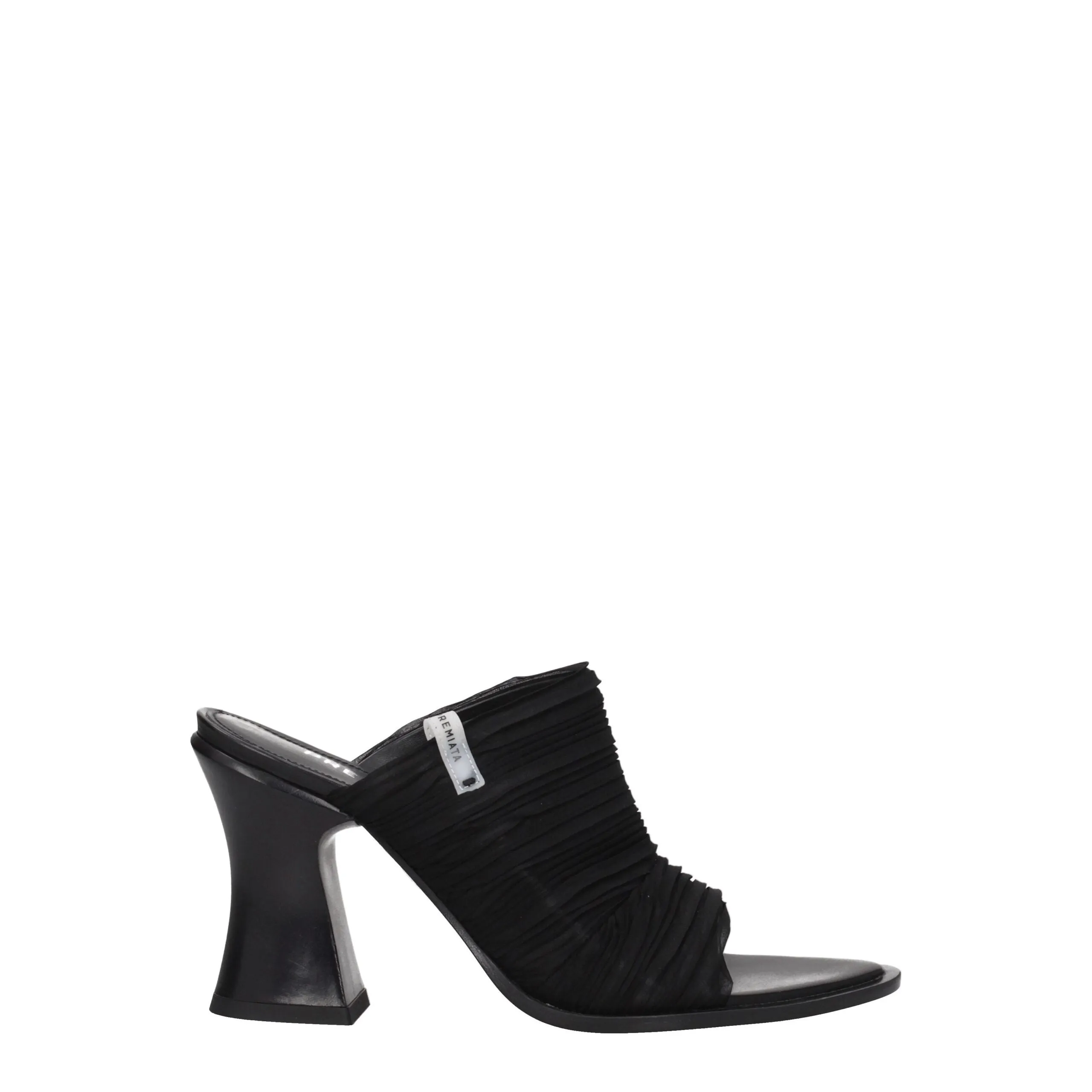 Premiata Black Fabric Platform Sandals sold by Siebentaschen