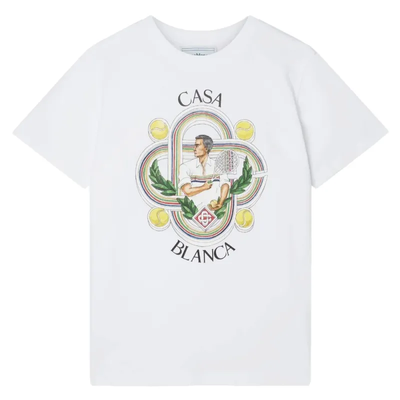 Casablanca White Cotton T-Shirt sold by Siebentaschen
