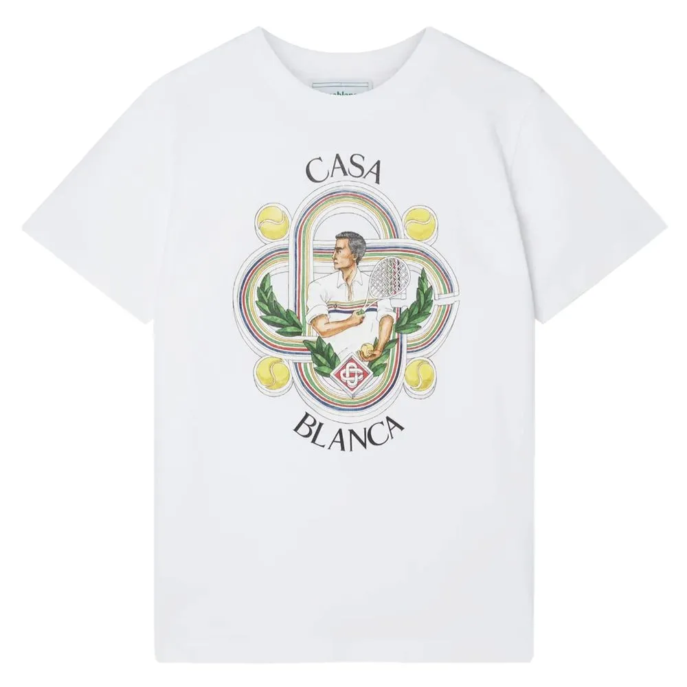 Casablanca White Cotton T-Shirt sold by Siebentaschen