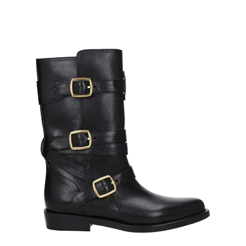 Celine Black Leather Flat Boots sold by Siebentaschen